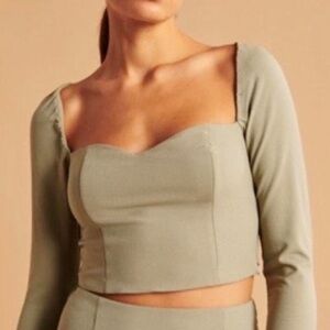 Abercrombie & Fitch Sage Green Cropped Long Sleeve